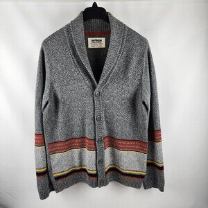 Urban Pipeline Sweater Mens Large Gray/Red Dad Cardigan Shawl Collar